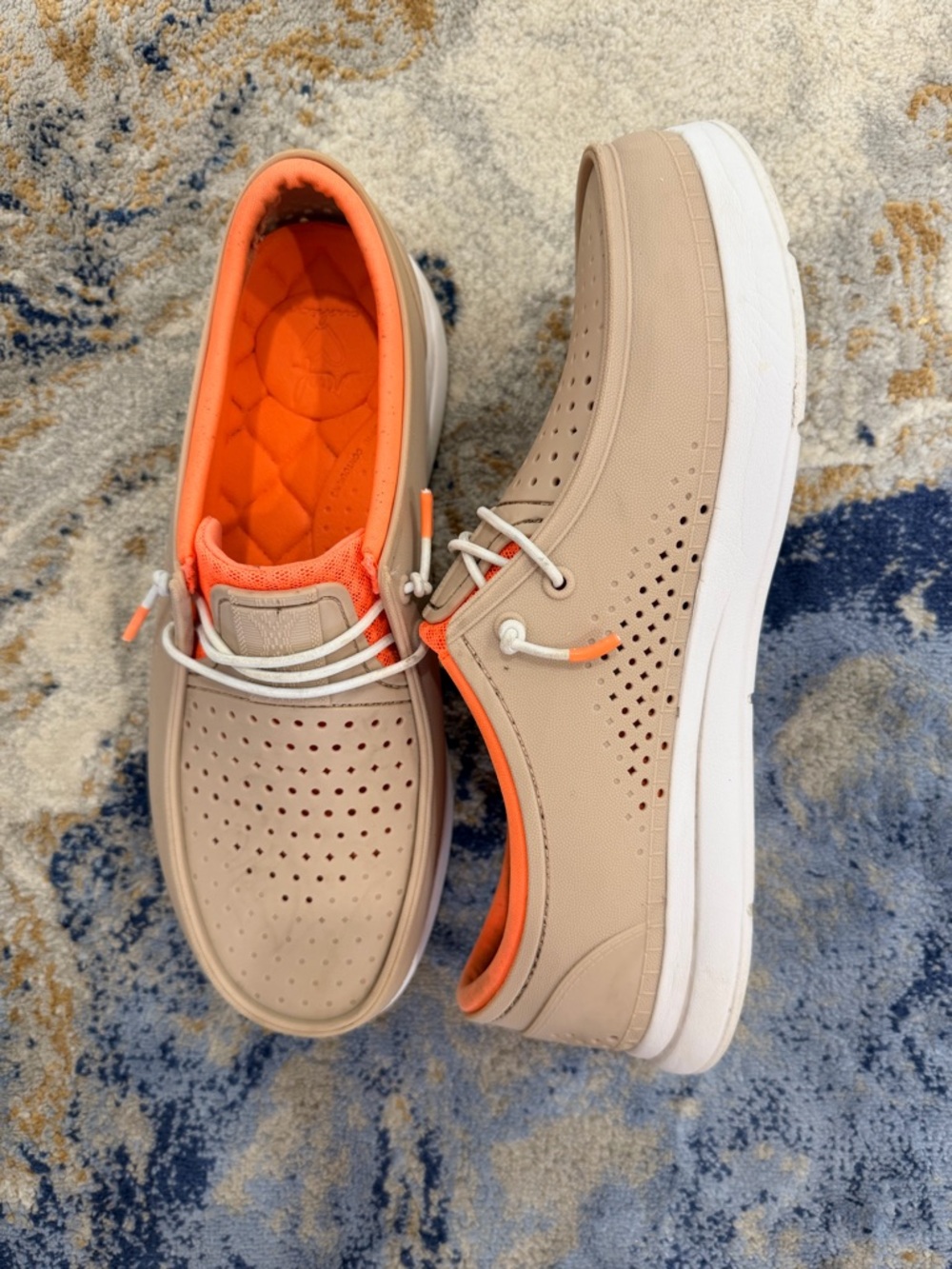 Reef Women's Tan Perforated Slip-On Loafers with Bright Orange Lining - Picture 3 of 6